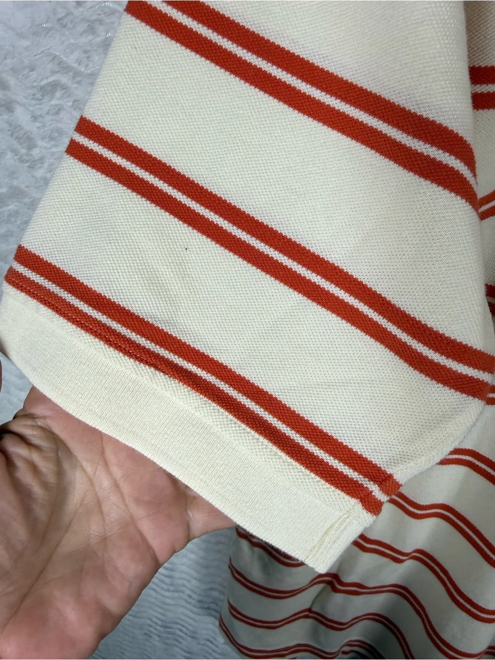 Vintage Daniel Cremieux Cream and Orange Striped Polo. Absolutely classic piece